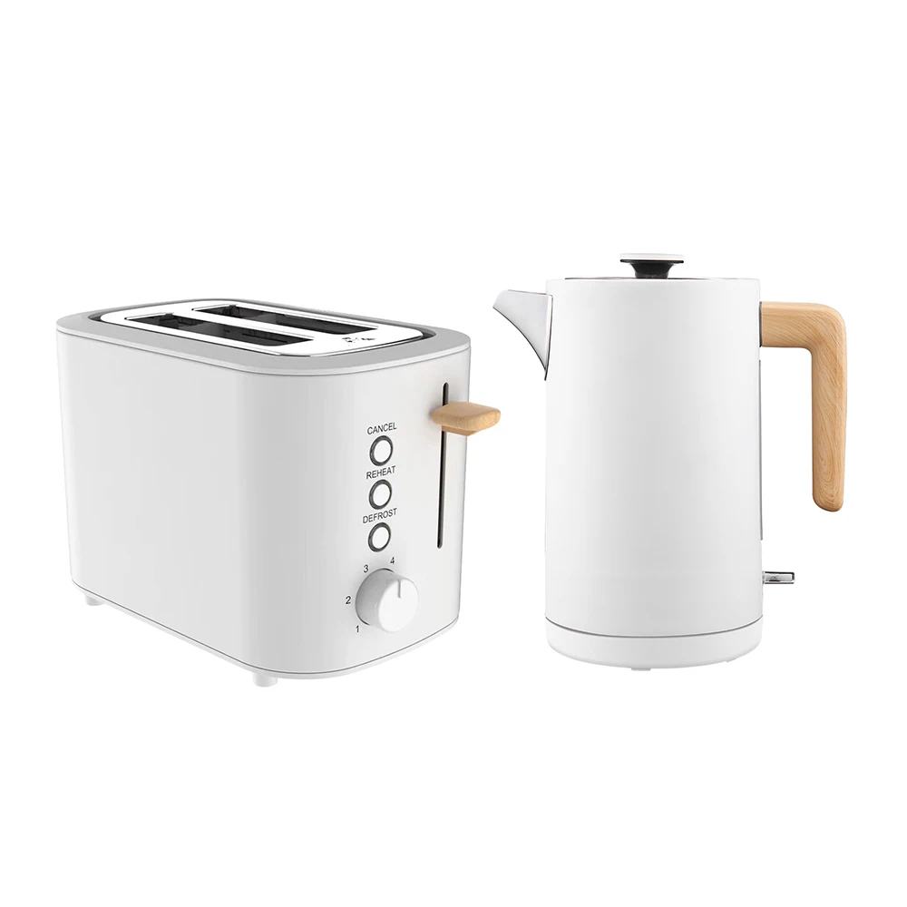 China Manufacturer Cordless Electric Kettle with Wood Detail Pop-Up Toaster for Household