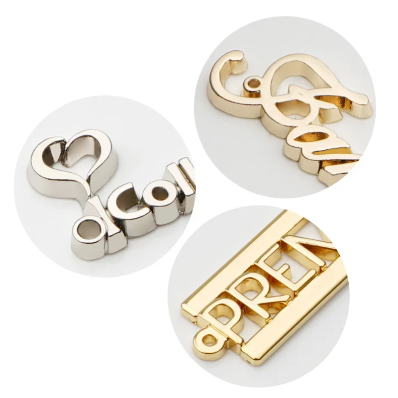 Custom Zinc Alloy Clothing Sewing Metal Label Custom Shape Metal Brand Logo Tag Nameplates for Scarf