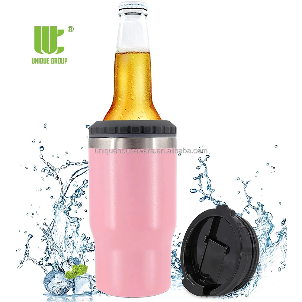 Stainless Steel Double Walled 4 in 1 Can Cooler Slim Insulated Wine Cooler Beer Bottle Can Insulator