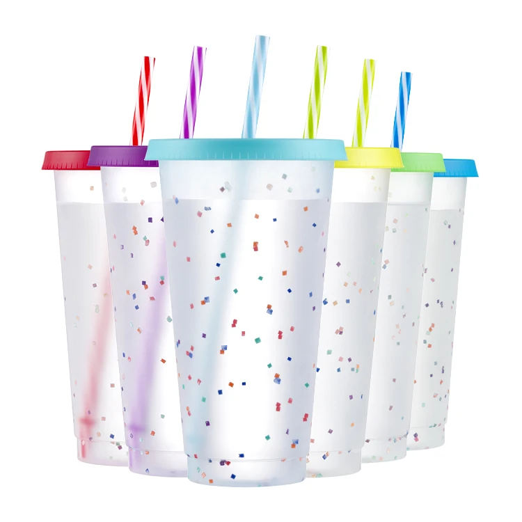 Customization Starry Sky Color Changing Reusable Cup Magic PP Plastic Cup That Changes Color
