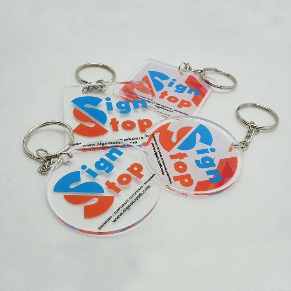 personalized UV flatbed printing custom shaped logo print cool style clear love round apple rectangular acrylic keychain