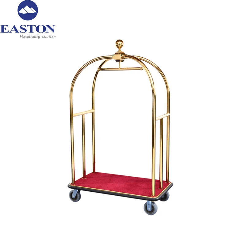 Luxury Stainless Hotel Golden Crown Trolley Luggage Cart