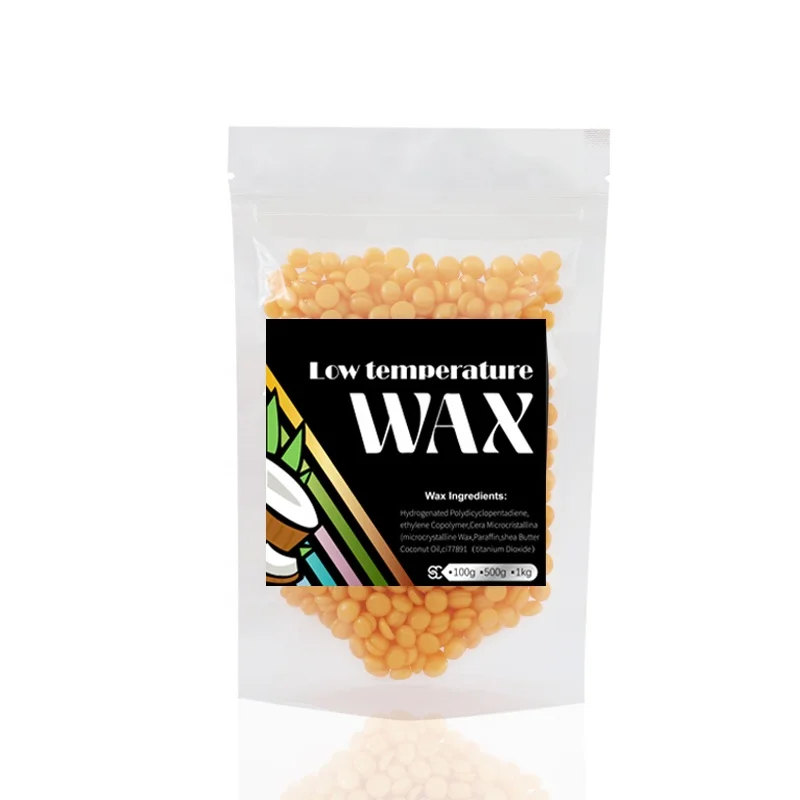 Depilatory Shimmer Orange Hard Wax Beans Customized Packaging Hair Removal Rosin-free Wax 100g