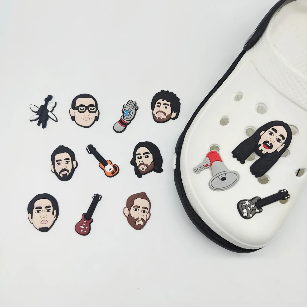 Оптовая продажа от производителя Linkin park, подвески для обуви нового дизайна, подвески для спортивной команды из мягкого ПВХ под заказ, забивные Подвески croc La casa de papel