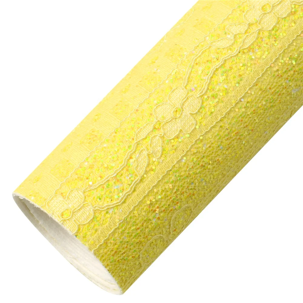 Wholesale Lace Flower DIY Handmade Bows Chunky Glitter Faux Leather Leatherette Fabric Sheets 1127088