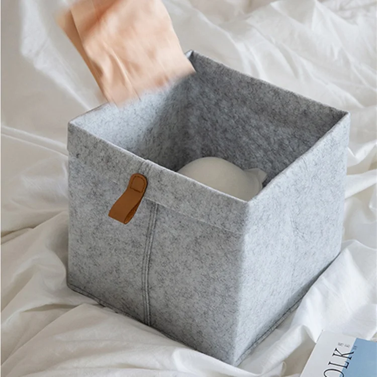 Felt Storage Baskets Bathroom Organizer Home Decor Tea Table Organizador Closet Drawer Organizer Sundries Storage Basket Box