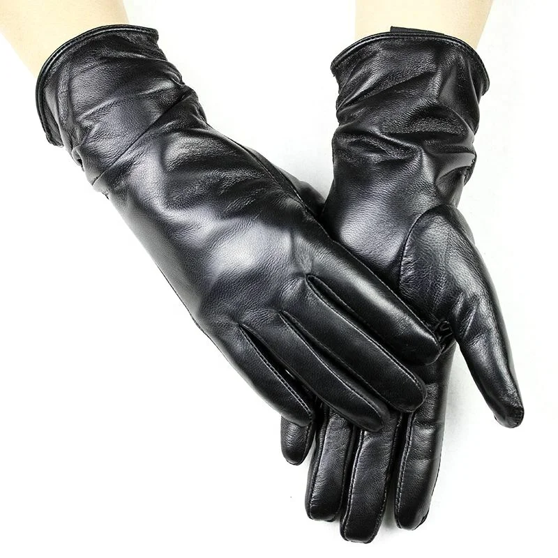 
Lining Leather Gloves 20020 Long Winter Sheepskin Fashion Mittens For Women 