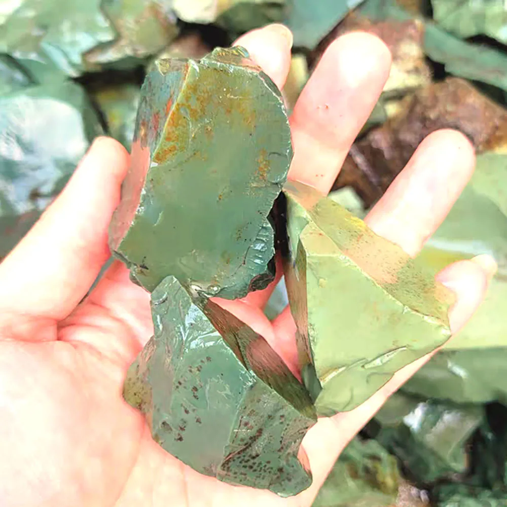 Natural Alxa color green agate raw stone wholesale high quality rough green agate Alxa gemstone