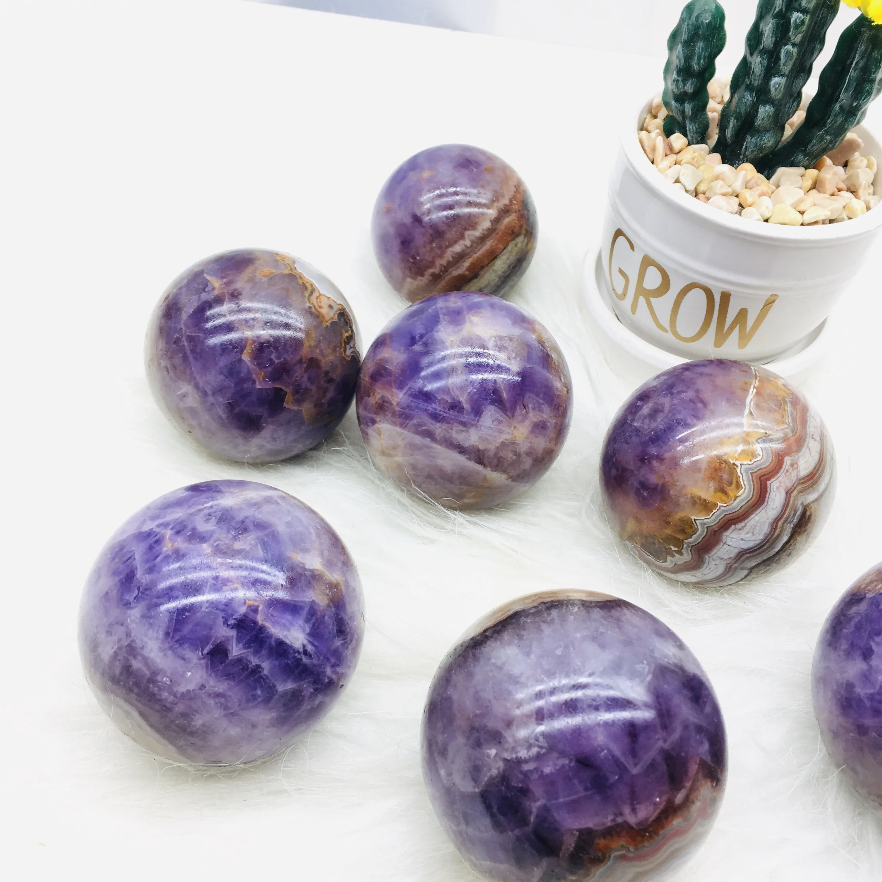 Wholesale natural Crazy Lace Agate Sphere healing Mexico Agate Amethyst Sphere For Decoration