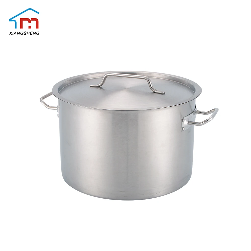 Xiangsheng Commercial Kitchen Use Stainless Steel Low Body Stock Pot Cookware Pot