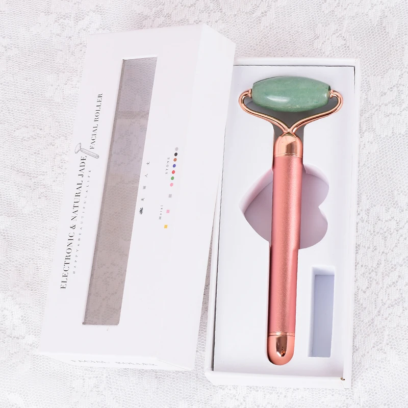 High Quality Metal Welded Face Massage Natural Facial Anti Aging Purple Black Pink Green Electric Jade Roller Skin Care