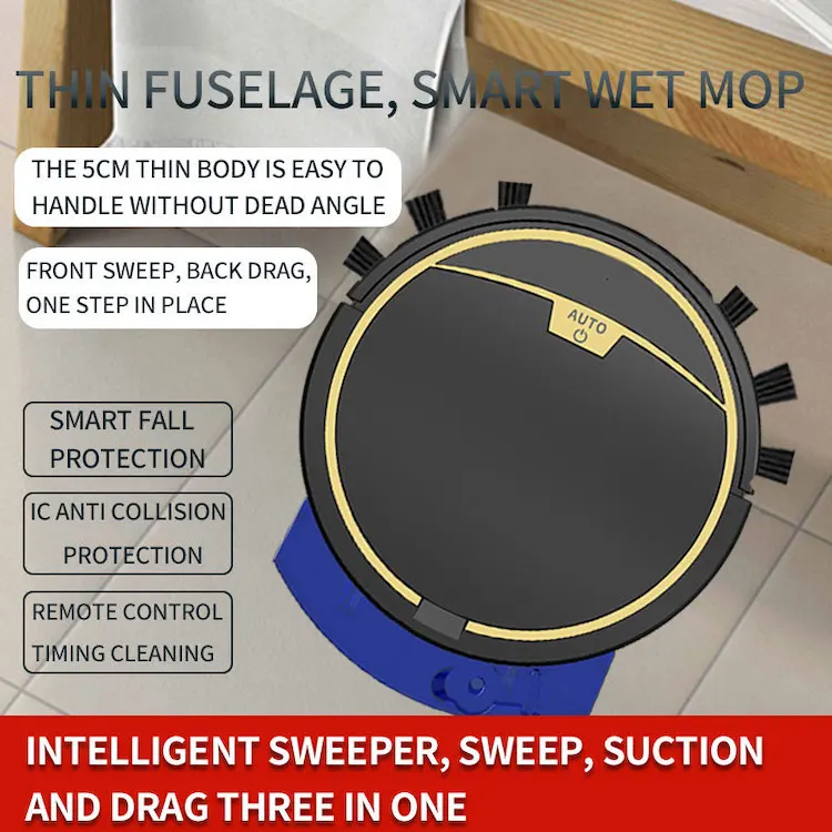 USB Battery-Powered Automatic Household Cleaning Mopping Machine Gyroscope Navigation Wet & Dry Sweeping Robot