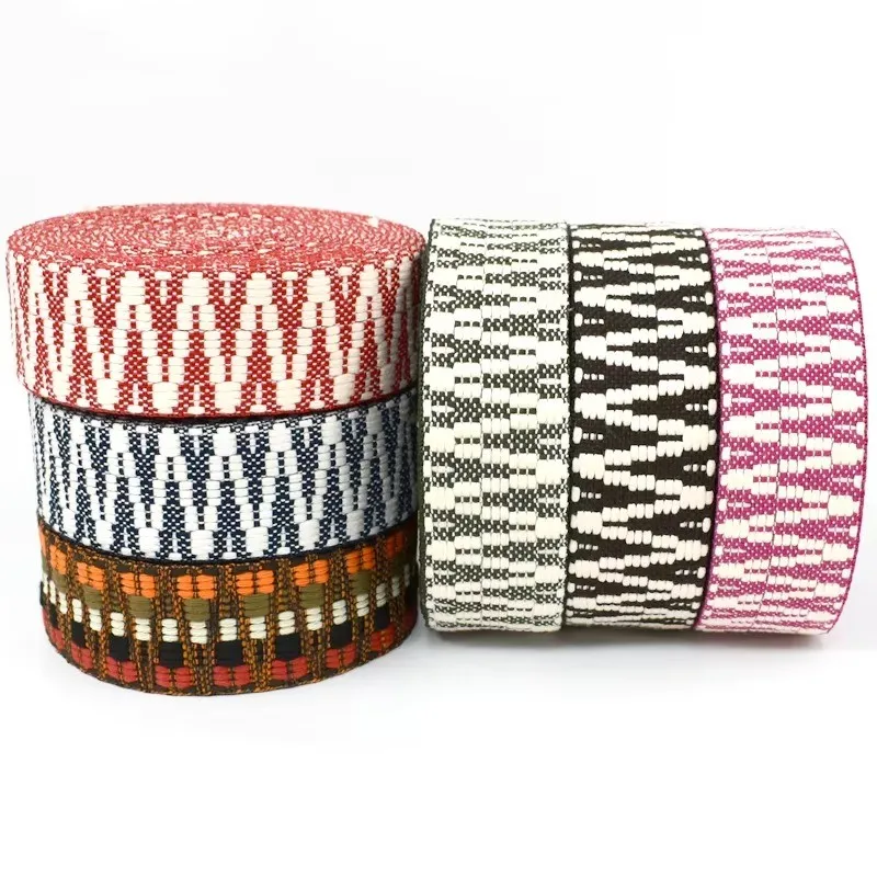 Meetee RD803 38mm Wide Jacquard Color Woven Webbing Strap Belt Ethnic Canvas Belt Decorative Accessories For Shoes Bags Hats