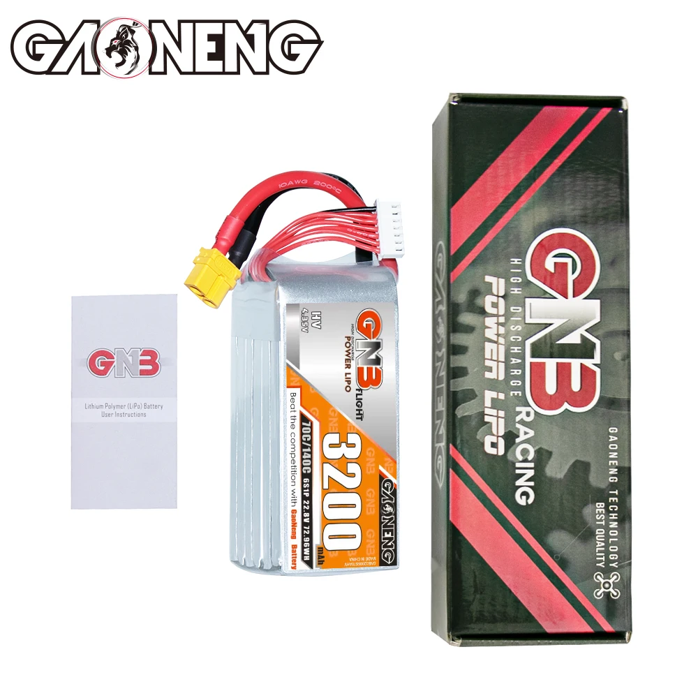 GNB GAONENG LiHV 3200mah 6S 22.8V 70C 140C XT60 RC LiPo Battery for RC Car Drone RC Boat Soft Pack