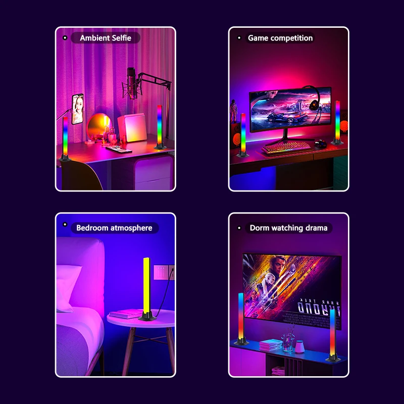Indoor ambient backlight and music mode intelligent LED gaming light bar APP control RGB gaming ambient desk lamp