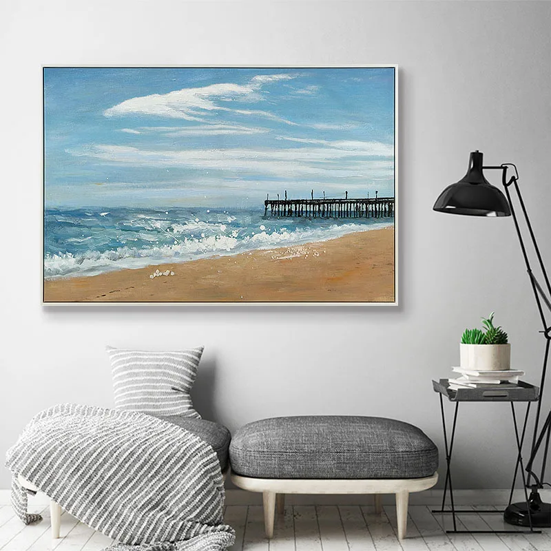 Handmade Canvas Painting Decorative Home Decor Frame Decoration Seascape Paintings