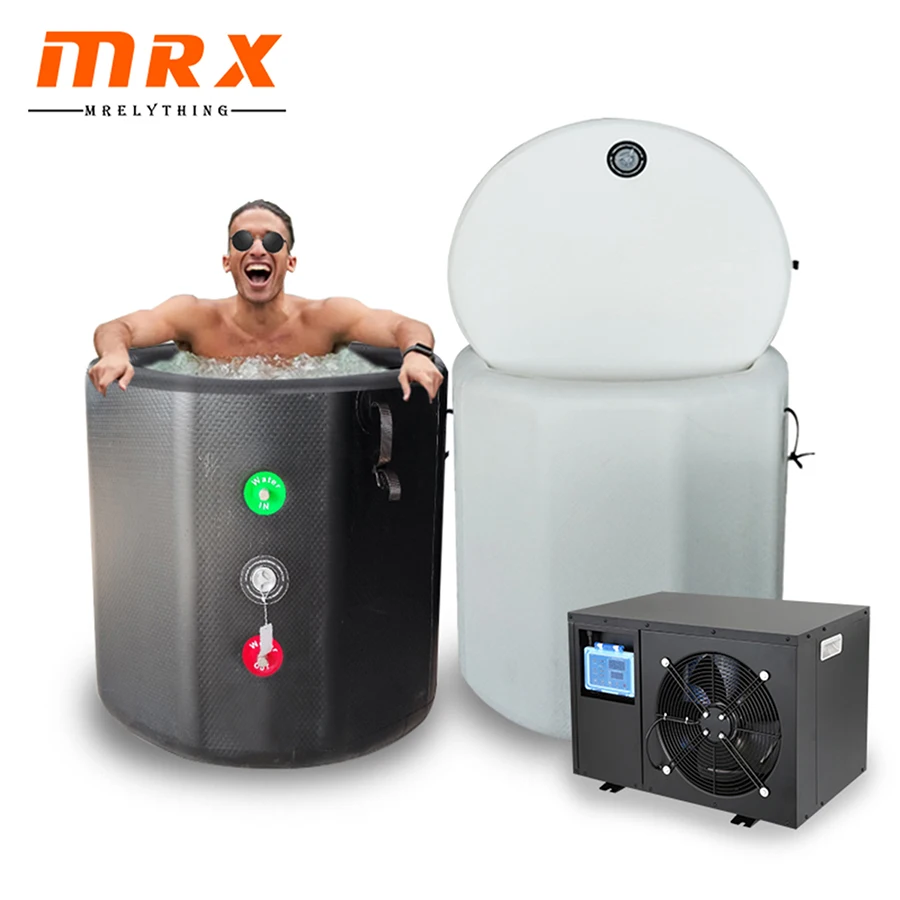 MRX oem custom white black outdoor inflatable cold plunge tub insulated luxury foldable plunge ice bath tub for adults with pump