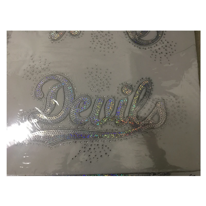 Custom Sequin With Rhinestone Logo Iron on Embroidered Patches Sequin Patches for Jacket Clothing