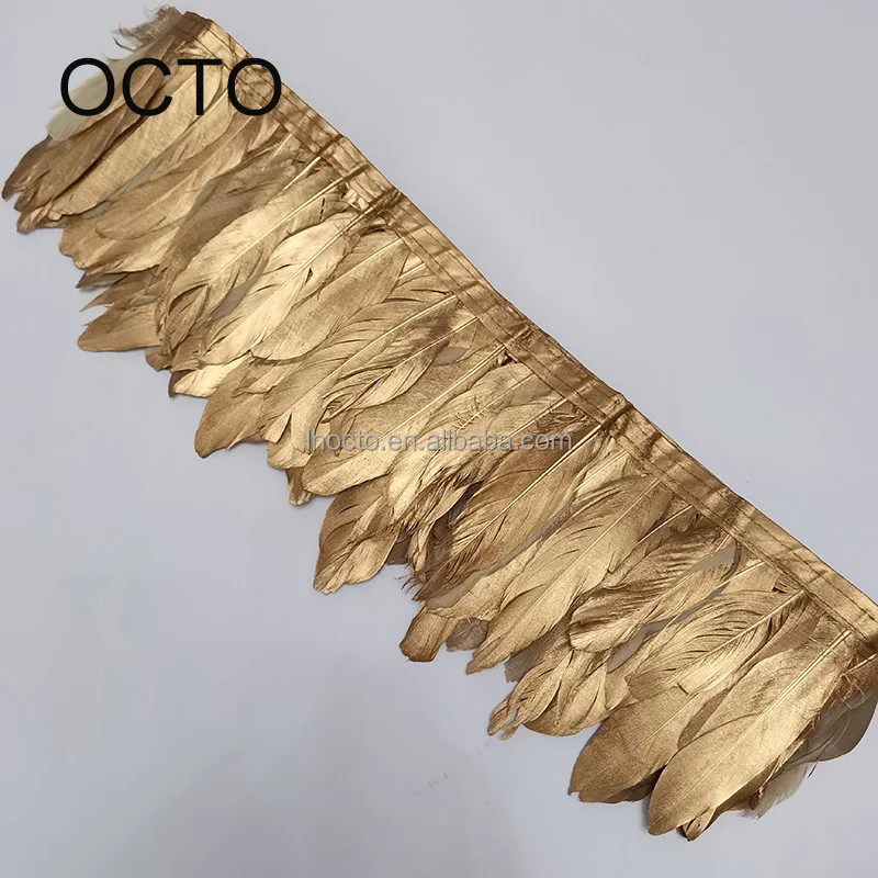 Wholesale DIY Craft 13-18CM Silver Gold Painted Goose Feathers Fashion Decorative Feather Ribbon Trim