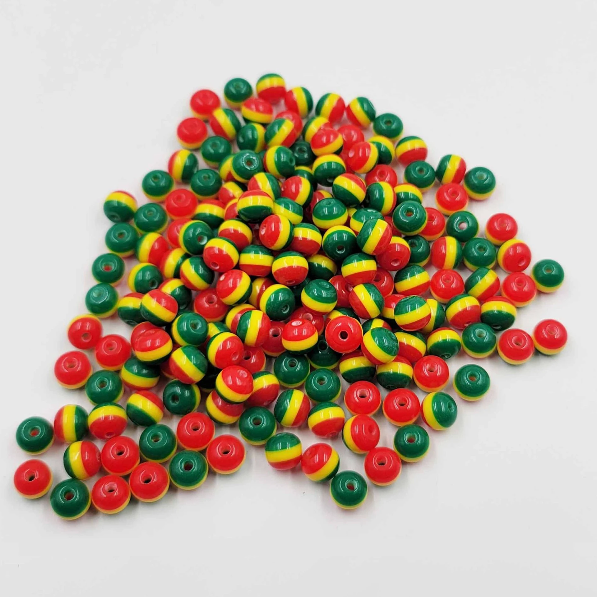 Wholesale 1000pcs Colorful Striped Resin Beads Rainbow Round Loose Beads Wholesale DIY Jewelry Bracelet Making Acrylic Beads Mix