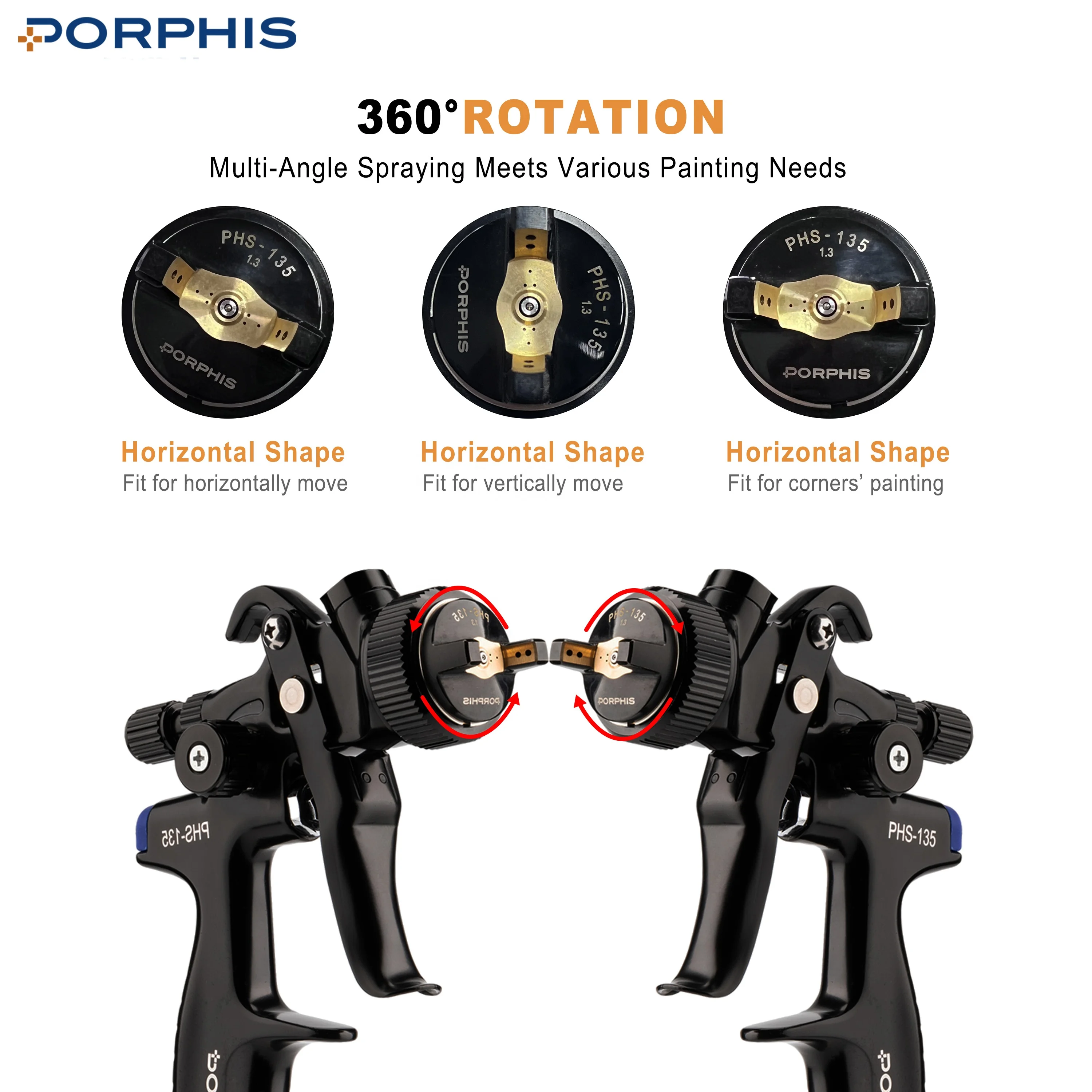 PORPHIS PHS-135 High Pressure 600ml Black Pot Gravity Feed Airbrush Pneumatic Tool Varnish Paint Sprayer