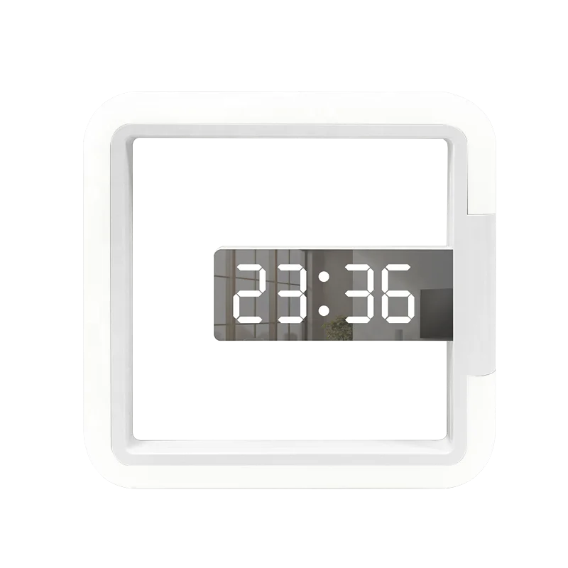 LED Mirror Wall Clock with Remote Control Creative Alarm RGB Color Light Change Wall Clock