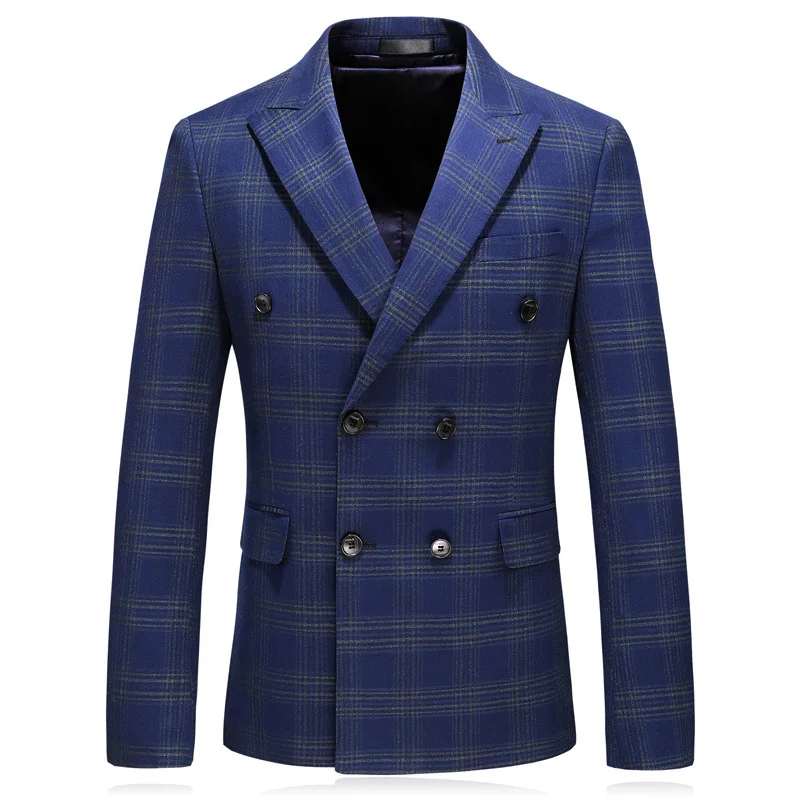 
Wholesale high quality men double breasted suits 3 piece coat pant men suit plaid suit for men 