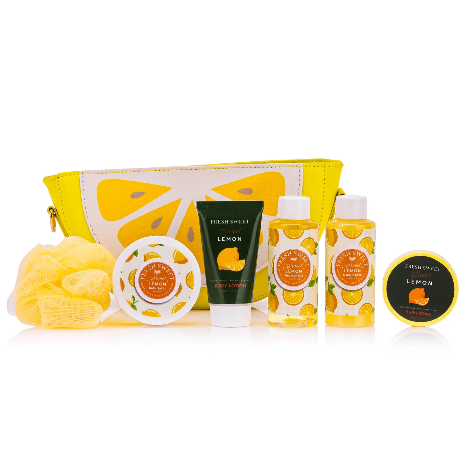 Fruit design shower gel bubble bath body lotion baht salts fizzer sponge women bath & shower gift sets