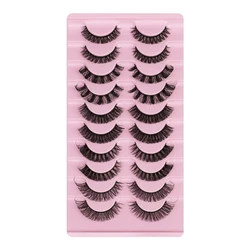 10 Pairs False Eyelashes Fluffy Wispy Curly Russian Strip Eyelashes Natural Look 3D Faux Mink Lashes 10MM Lashes D Curl