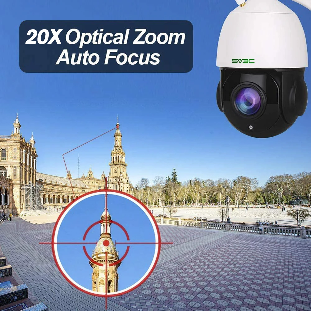 SV3C H.264 Wireless 1080P HD 20x Optical Zoom Waterproof Outdoor Dome Wifi PTZ IP CCTV Security Camera
