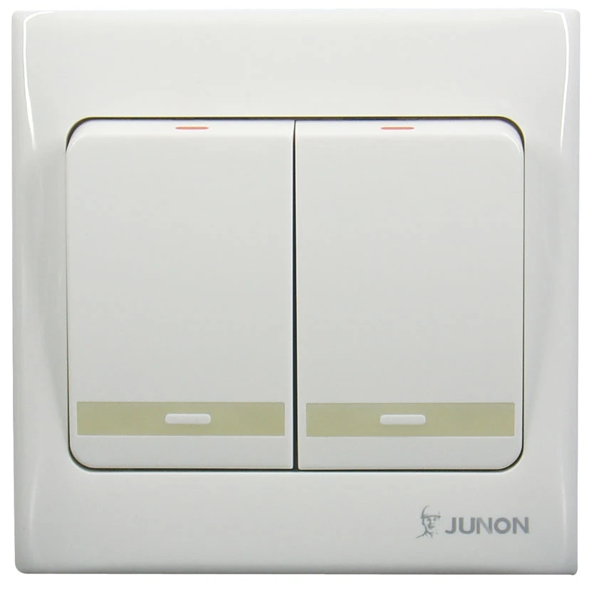 JUNON Hot Sell Switch Socket 3A Big button Door Bell with fluorescent light Electric Wall Switch