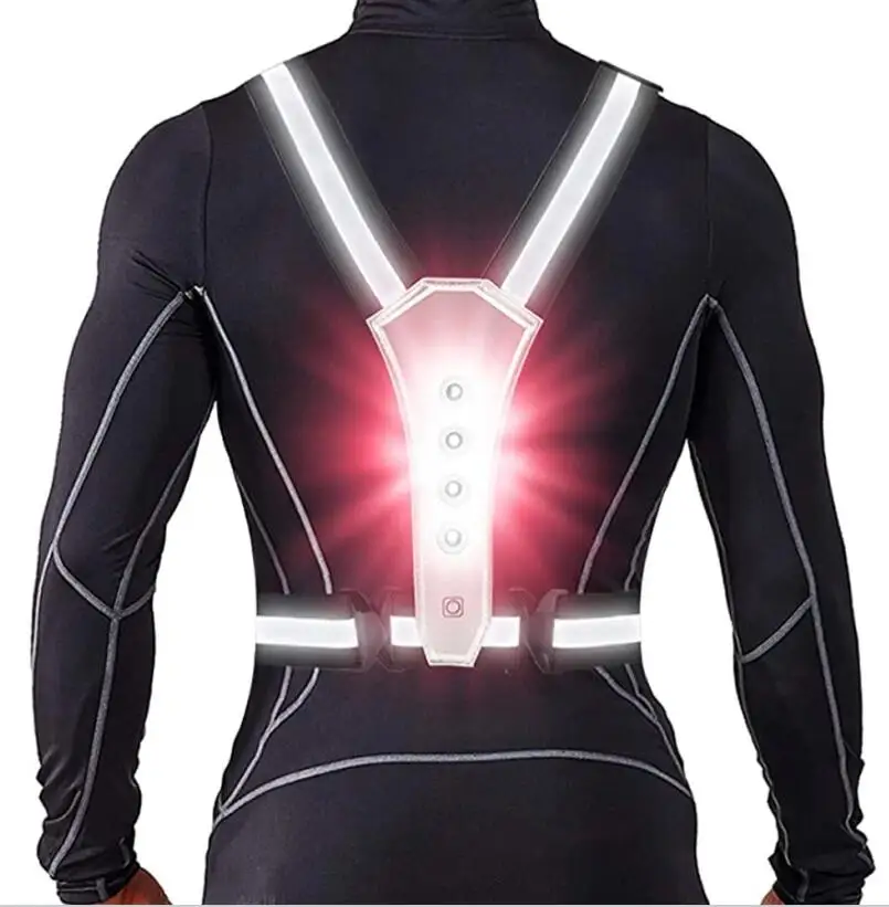 LED Reflective Belt Running Vest High Visibility Warning Lights Adjustable Elastic Safety Gear for Runners
