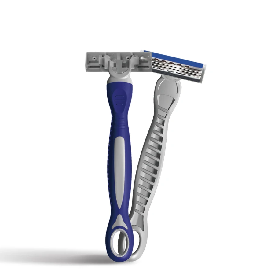 New product-R3177 Disposable Triple Blades Razor Long  Rubber Handle for men shaving