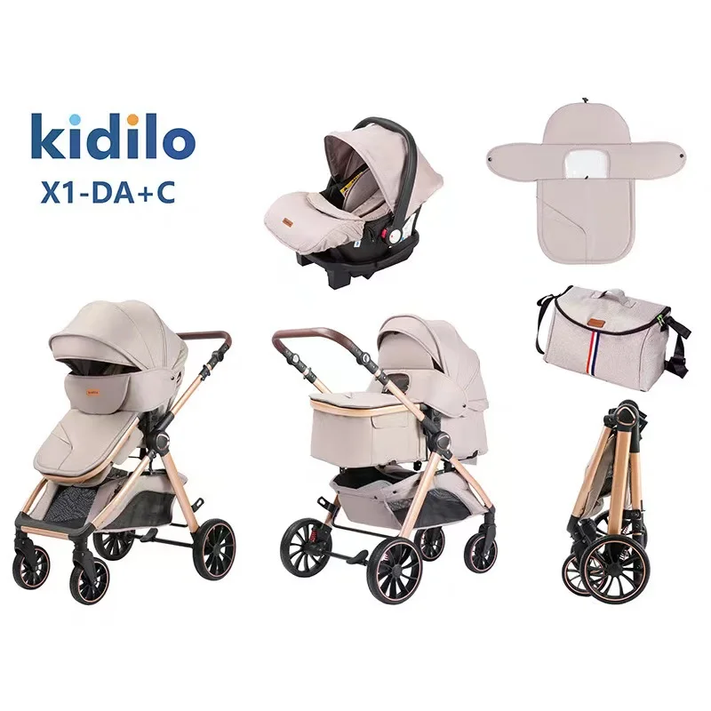 OEM new born luxury baby travel system 3 in 1 foldable trolly stroller carriage pram safe and baby pram