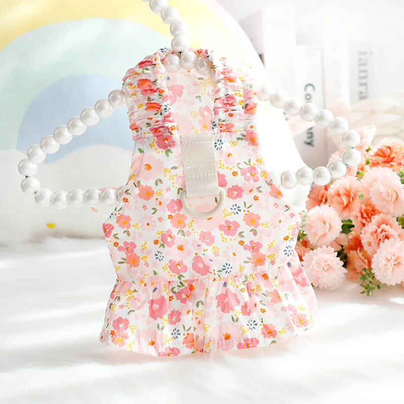 Hot Sale Puppy Clothes Pet Accessories Pets Flower Pattern Vest Dresses Skirt Summer Dog Cloth Pet Dress