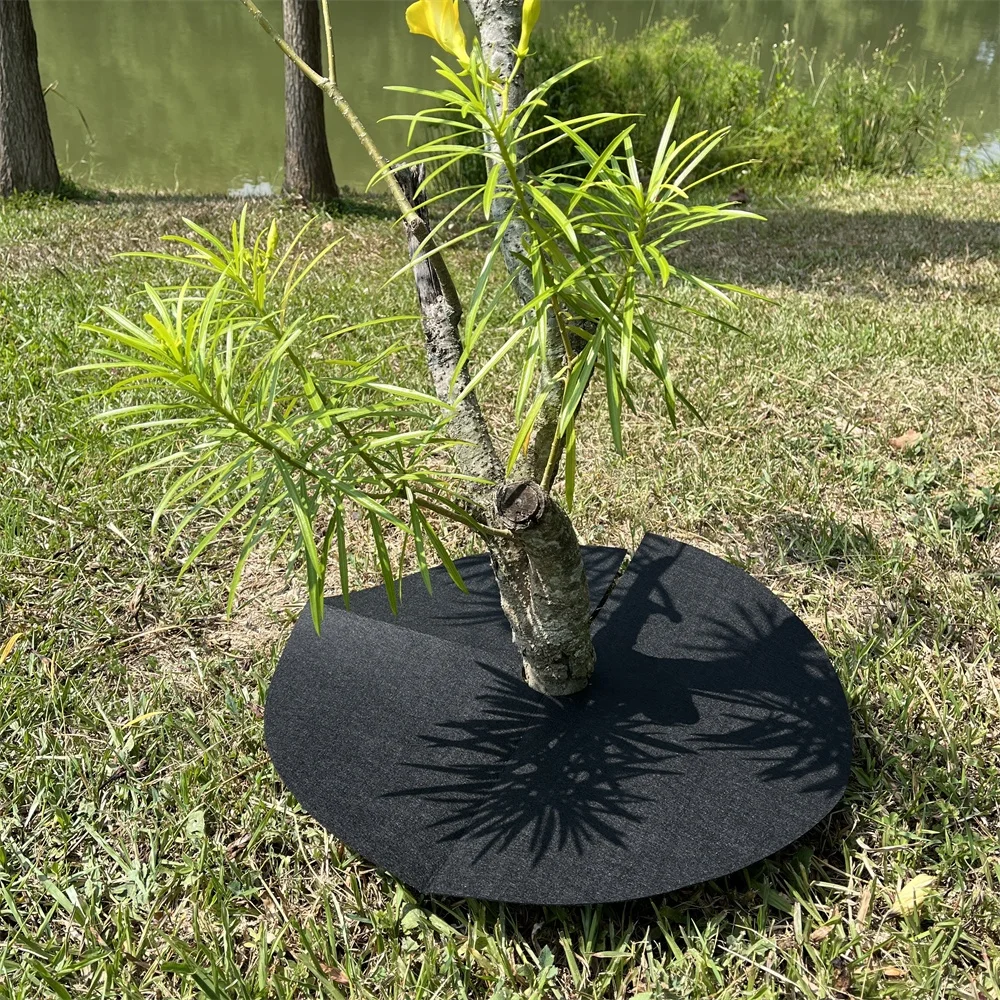 High Quality 62cm Non-Woven Fabric Protector Mat Plant Cover Weed Barrier mats degradable Tree Mulch Ring