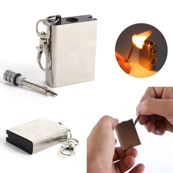 K074 Outdoor Survival Tool Flint Fire Starter Permanent Match Striker Keychain Portable Thousands of times Matches Key Chain