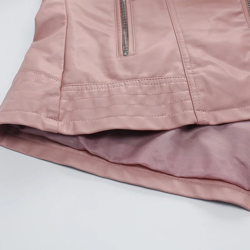 HONEYKING Womens PU Washed jacket Spring Autumn Girls Motorcycle Leather Coat Outwear Ladies Windbreaker Clothing