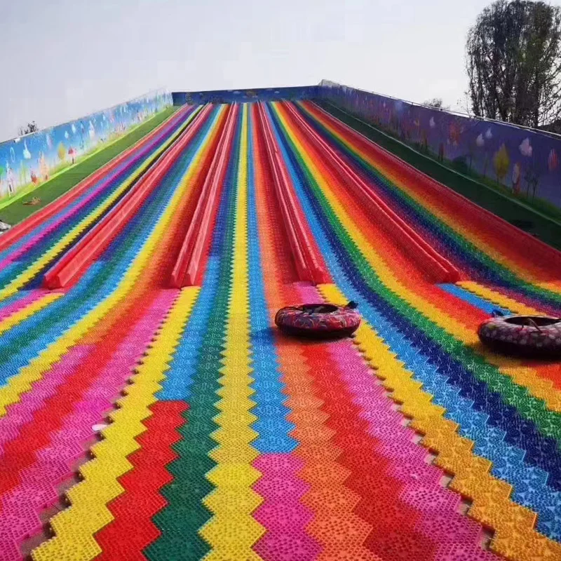 Durable outdoor giant slipping slide single double slip slope plastic rainbow slides for adults and children
