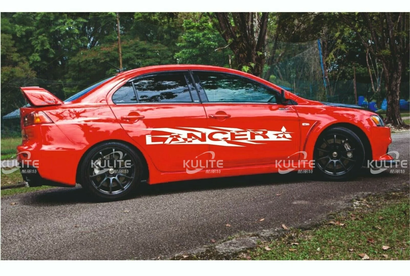 2pcs side Stripe body decal racing graphics vinyl sticker for MITSUBISHI LANCER