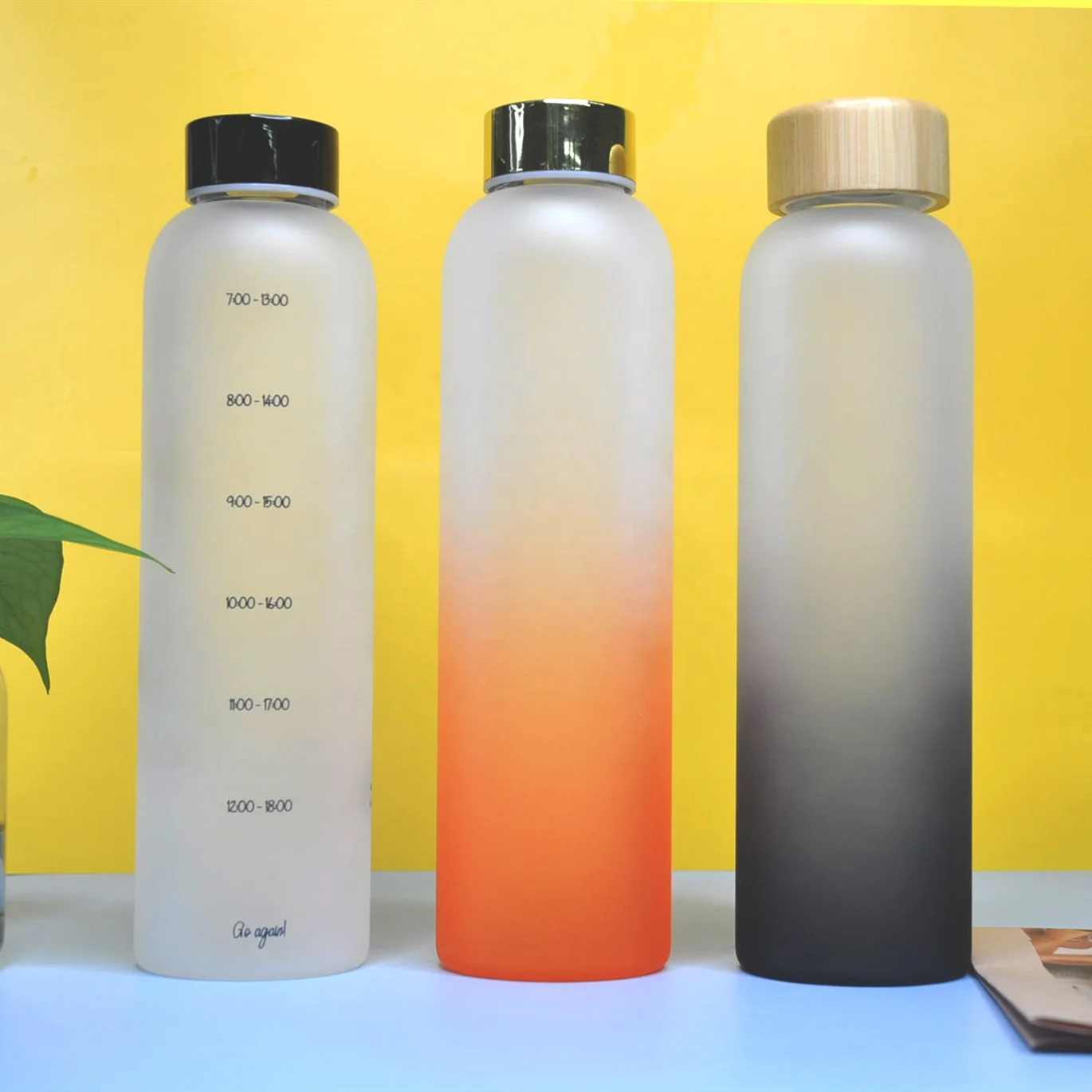 
Hot Selling High Borosilicate Glass Water Bottle With Time Marker Reminder 500ml Bpa Free 