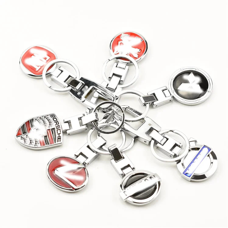 Wholesale Car Logo Keychain for Mitsubishi GMC Jeep Citroen Land Rover Customized Metal Keychain