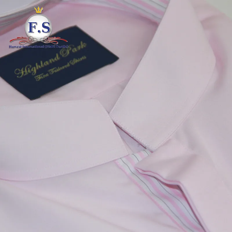 2019 high end bespoke shirt pink mandarin collar dress shirt