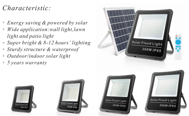 Very Bright Solar Flood Light SMD2835 Chip Sd Solar Flood Light LED Black Electric Garden Luces Led 80 Led Street Light 100w 100