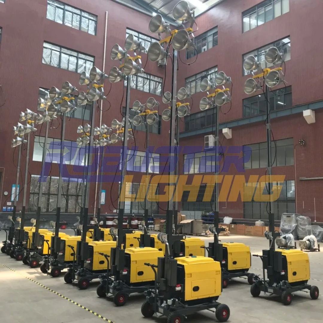 4X1000W Diesel Generator Lighting Tower Manual Portable Trailer Communication Light Tower