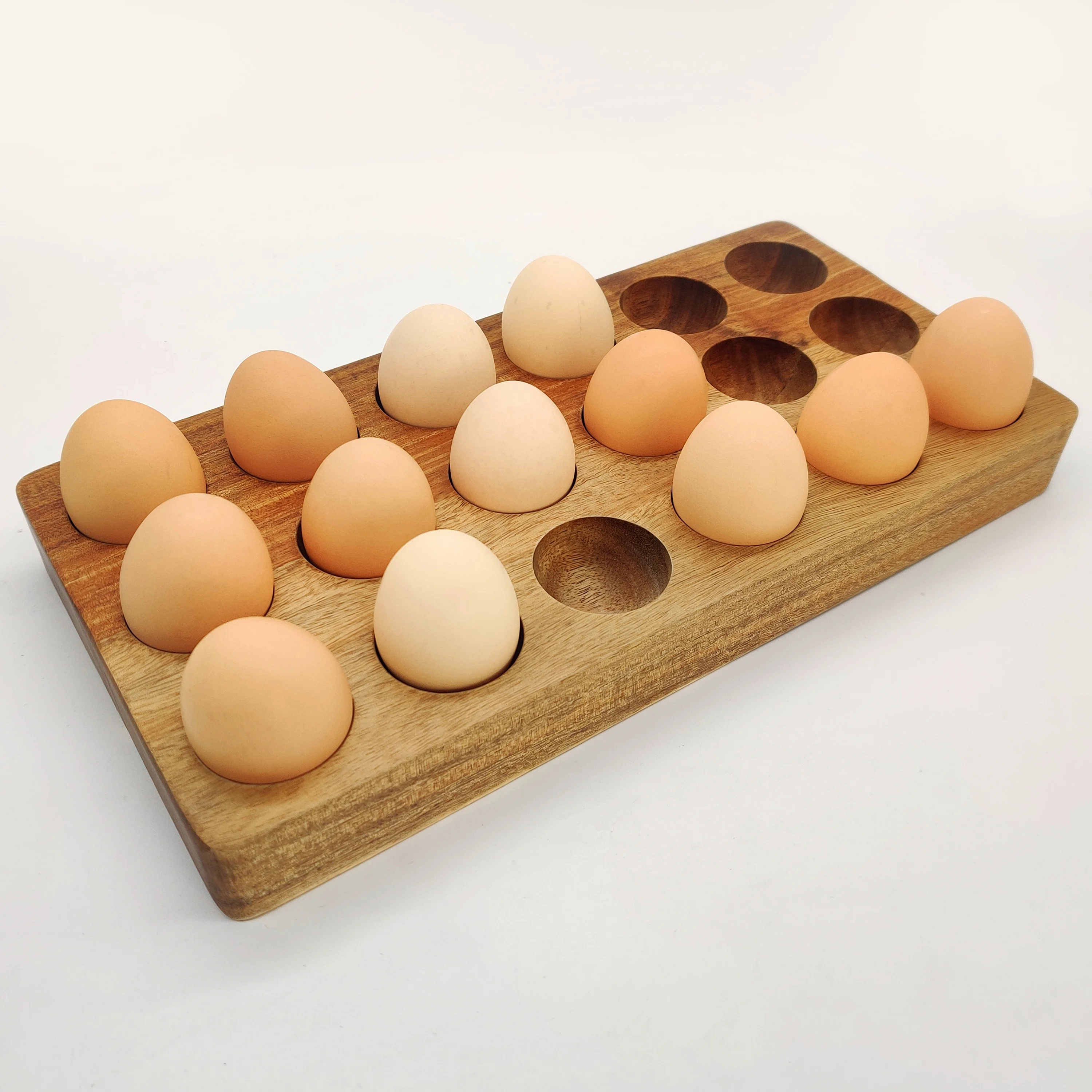 YCZM High-quality Wood Egg Tray Rustic Wooden Egg Holder For Deviled Egg Usable in Kitchen Refrigerator