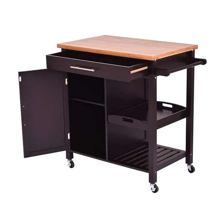 3 Layers 2 Drawer Kitchen Vegetable Storage Island Trolley Kitchen Furniture For Home Restaurant Use