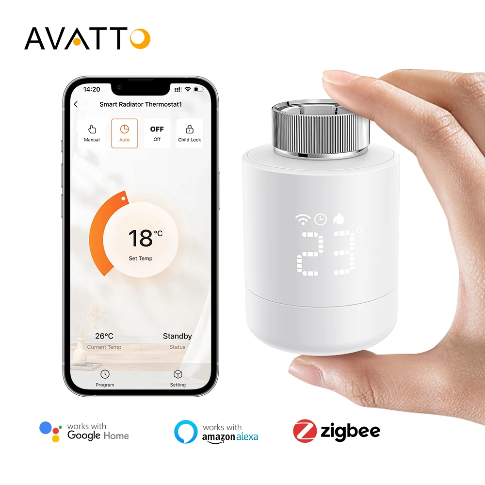 Умный клапан радиатора Avatto Tuya Zigbee цифровой термостат Zigbee шлюз управление умный термостат радиаторный клапан