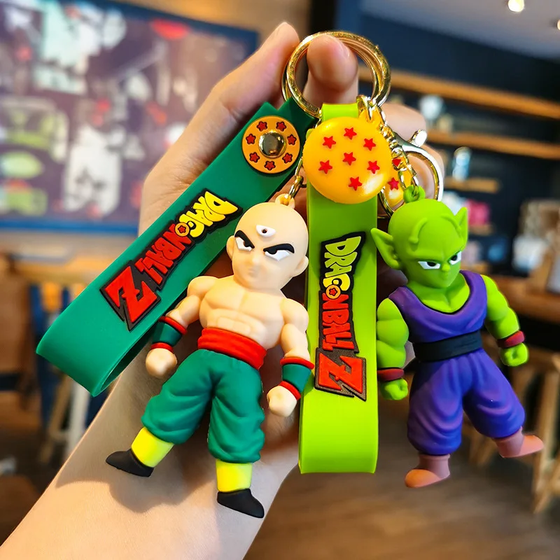 Zealed 52 Styles Cartoon 3D Anime key chains Rings 3d dragon balls Z Super pvc goku vegeta Cell Majin Buu rubber keychain