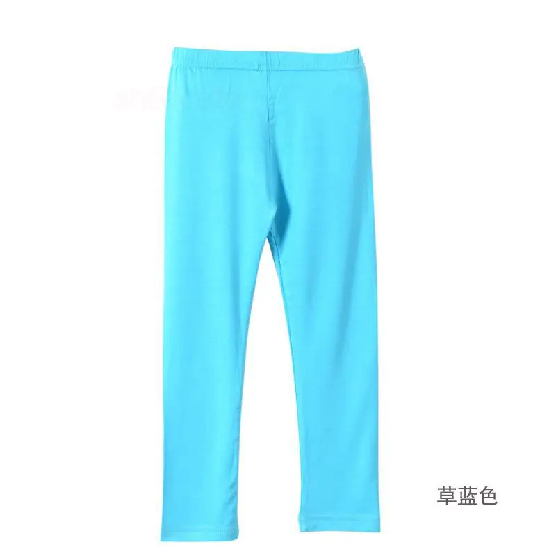 Korean Spring Summer Children Girls Modal Candy Color Stretch Solid Leggings Cropped Trousers Wholesale